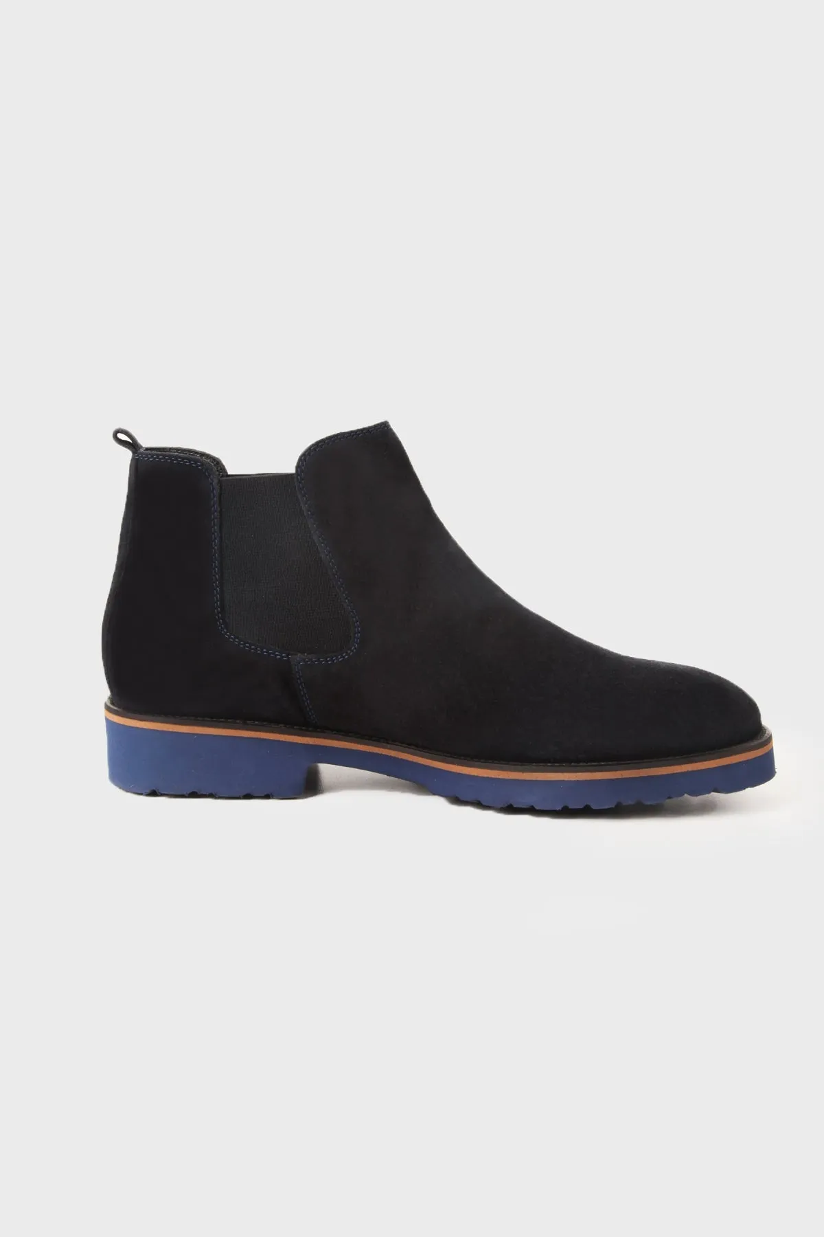 100% Genuine Leather Slip-On Navy Casual Boots