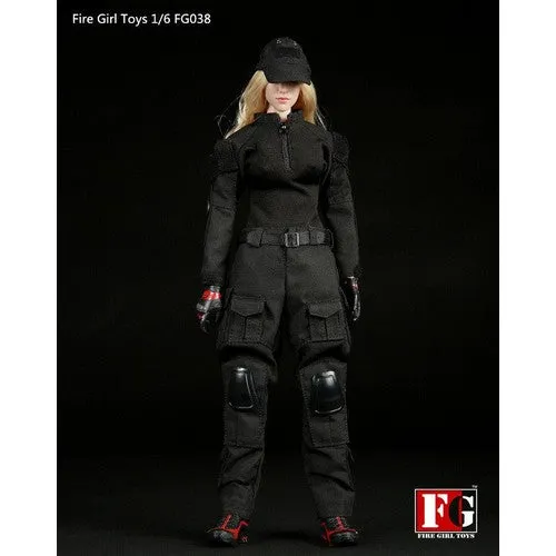 1:6 Dark Night Gunner Female Uniform Custom Clothes Set FG038 Fire Girl Toys