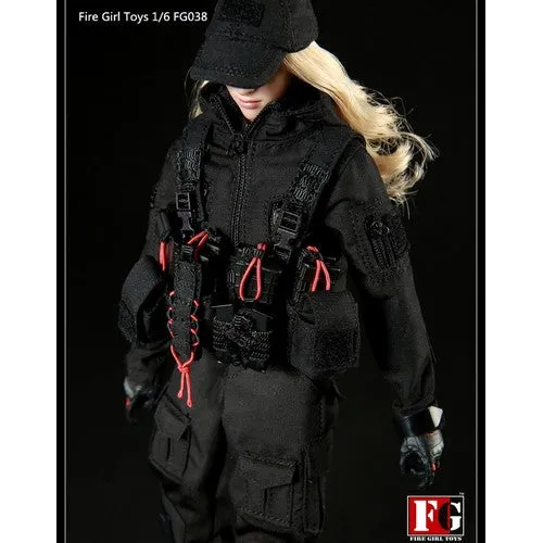 1:6 Dark Night Gunner Female Uniform Custom Clothes Set FG038 Fire Girl Toys