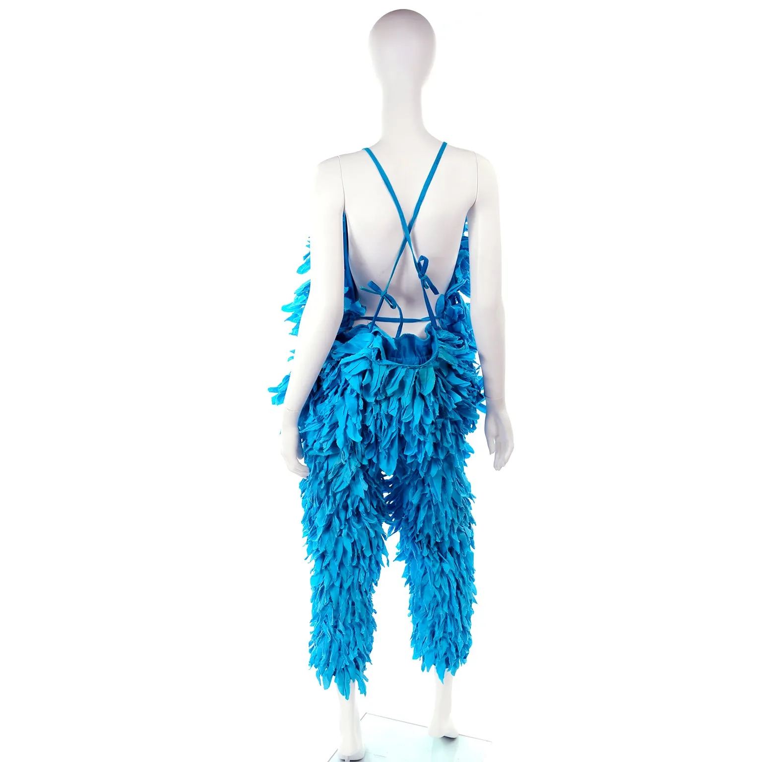 1982 Space Island Light Industries Rare Blue Fringe Jacket or Jumpsuit