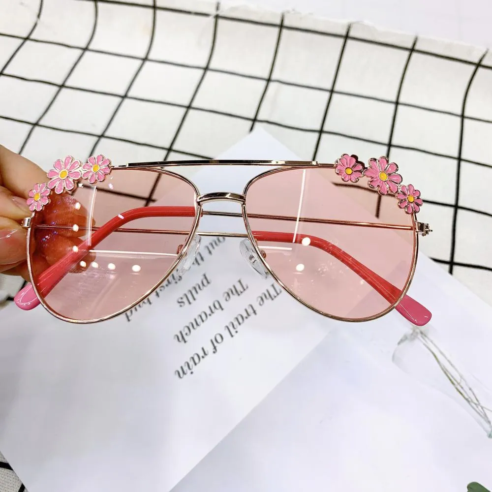 2PCS Summer Children's Fashion Sunglasses Small Daisy Flowers Glasses Accessories Wholesale