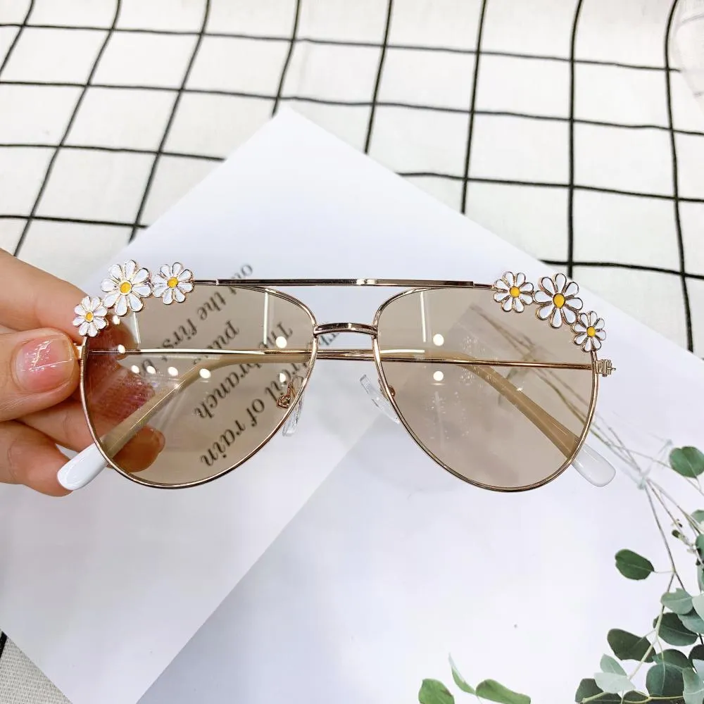 2PCS Summer Children's Fashion Sunglasses Small Daisy Flowers Glasses Accessories Wholesale