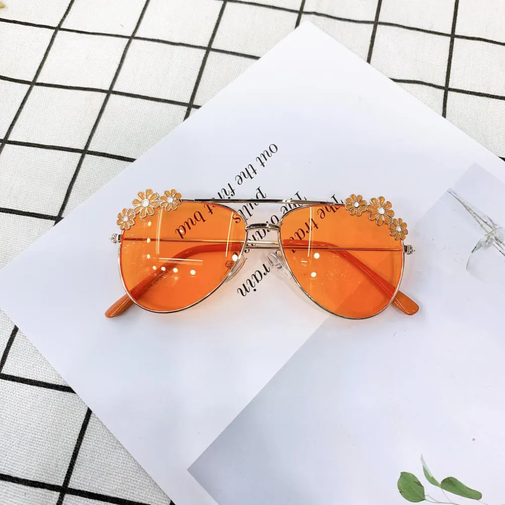 2PCS Summer Children's Fashion Sunglasses Small Daisy Flowers Glasses Accessories Wholesale