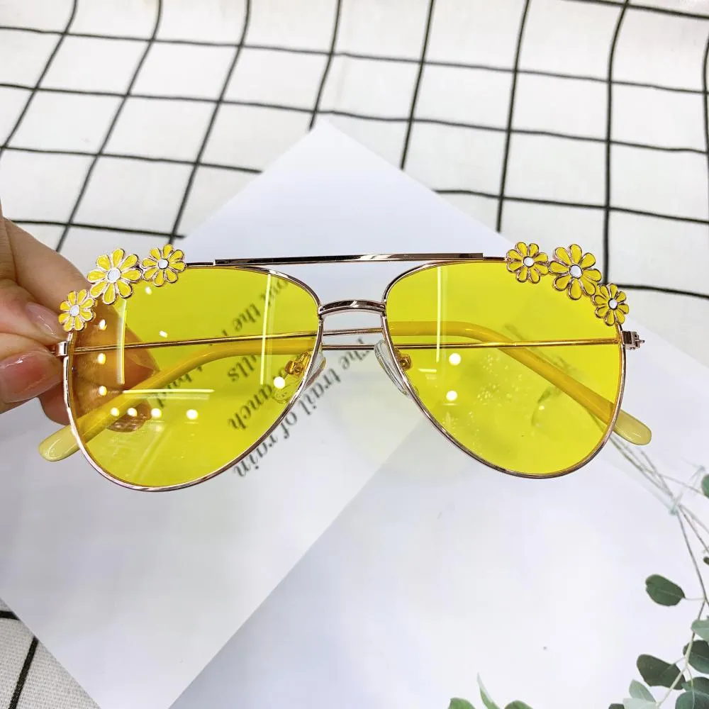 2PCS Summer Children's Fashion Sunglasses Small Daisy Flowers Glasses Accessories Wholesale