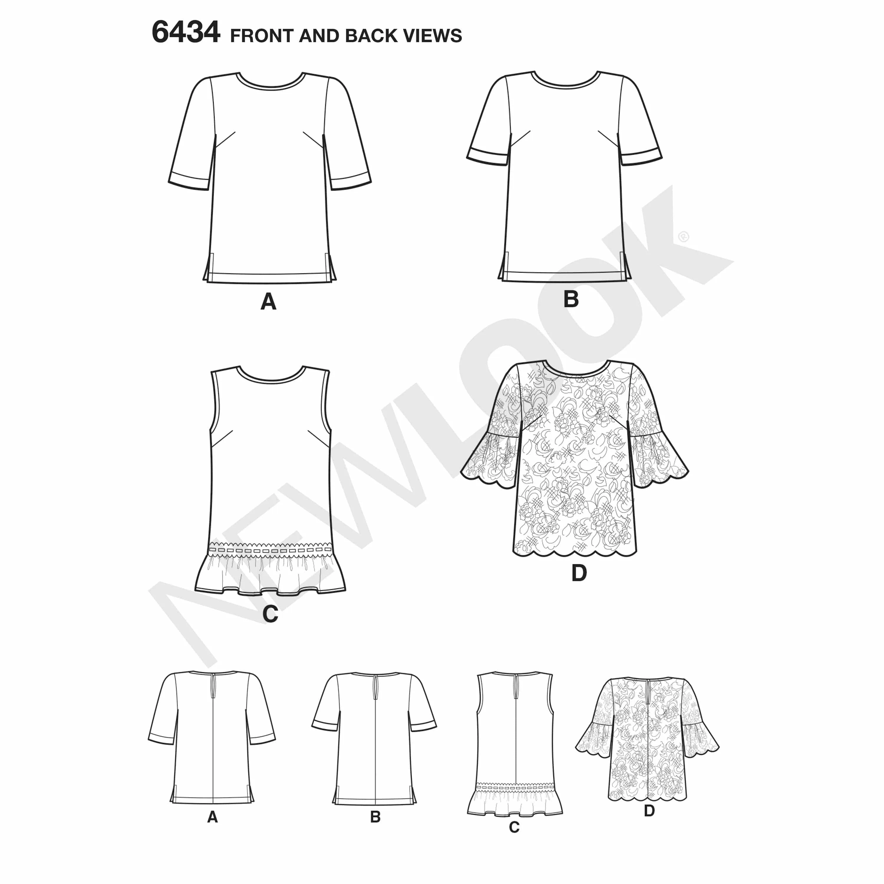 6434 Misses' Tops with Fabric Variations