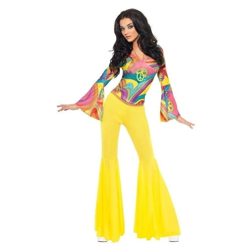 70s Groovy Babe Costume Adult Yellow with Black