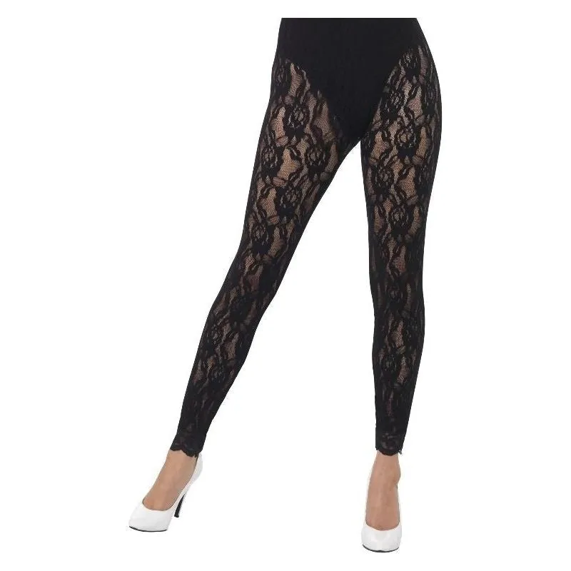 80s Lace Leggings Adult Black Footless Accessory