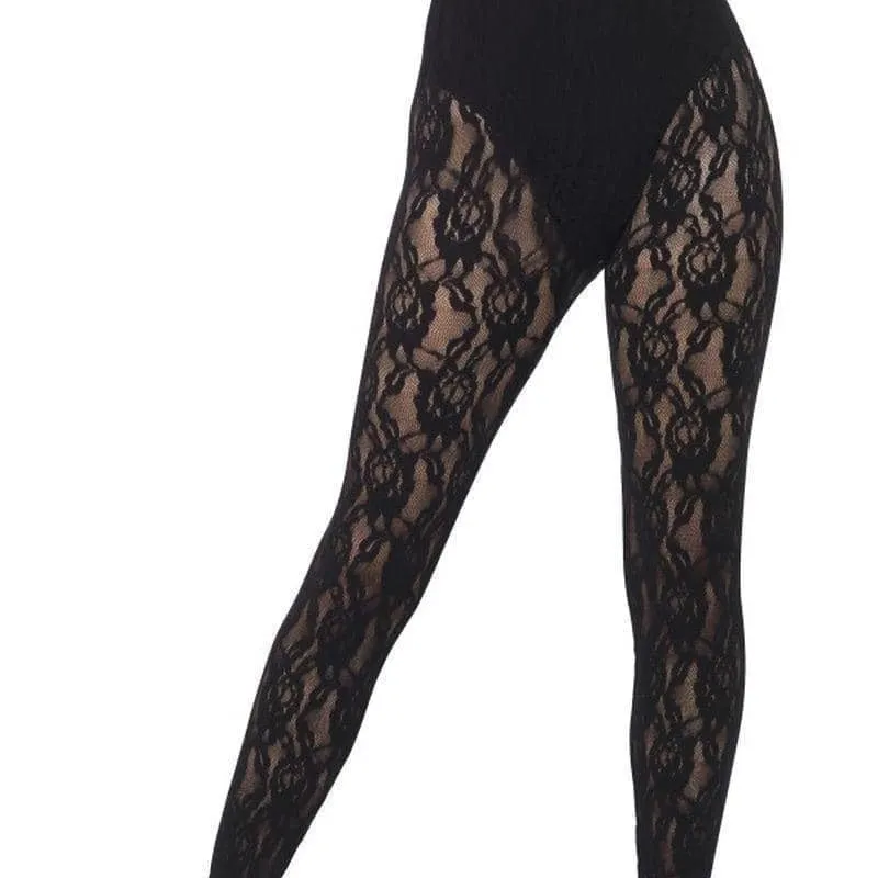 80s Lace Leggings Adult Black Footless Accessory