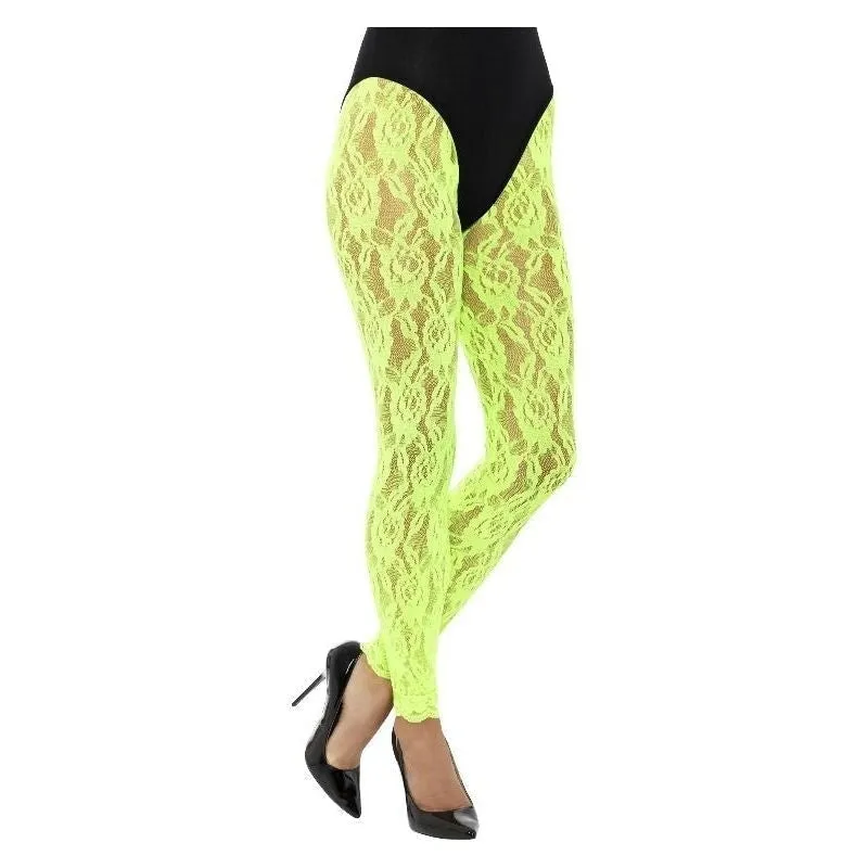 80s Lace Leggings Adult Neon Green