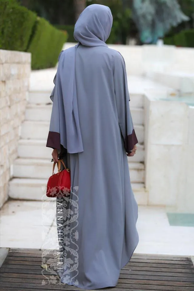 Abaya Dress Grey&Maroon