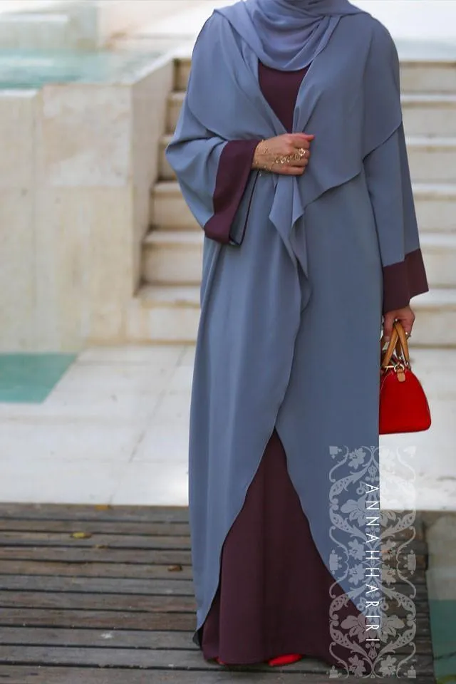 Abaya Dress Grey&Maroon