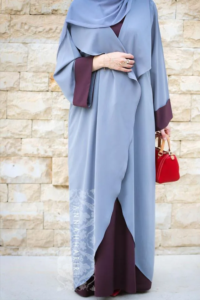 Abaya Dress Grey&Maroon