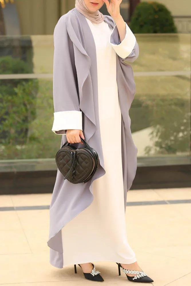 Abaya Gri Beyaz