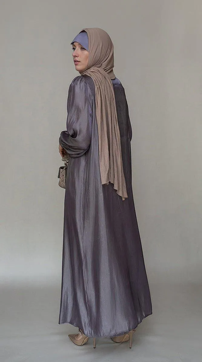 Abril Faux Pearl Abaya - Organza-Like Slip Dress & Detachable Belt Set for Ramadan & Eid