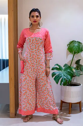 ALLOY- Pink Floral Jumpsuit With Side Patch Pocket.