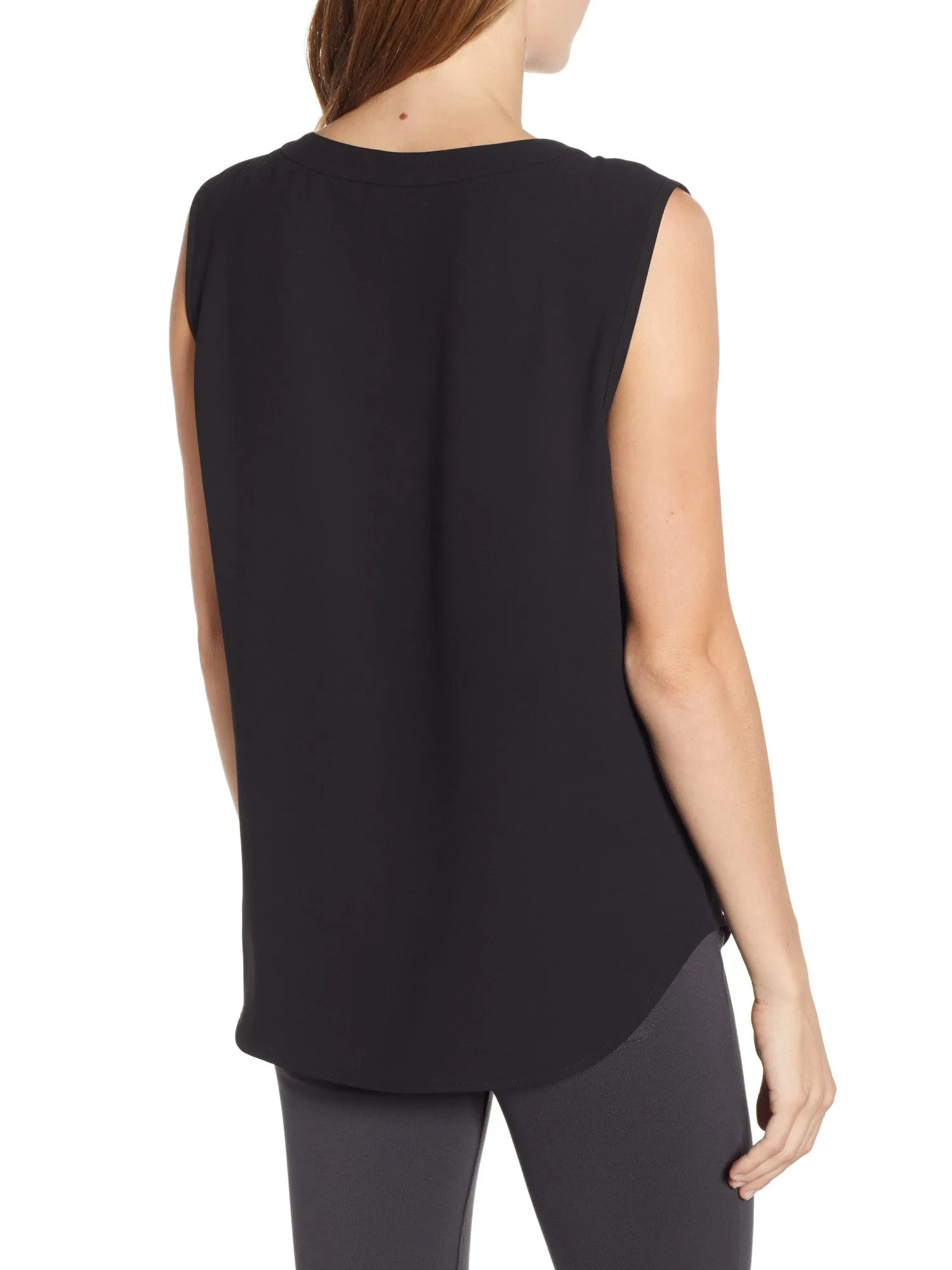 ANNE KLEIN Womens Black Sleeveless Scoop Neck Blouse