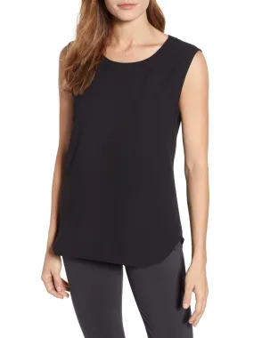 ANNE KLEIN Womens Black Sleeveless Scoop Neck Blouse