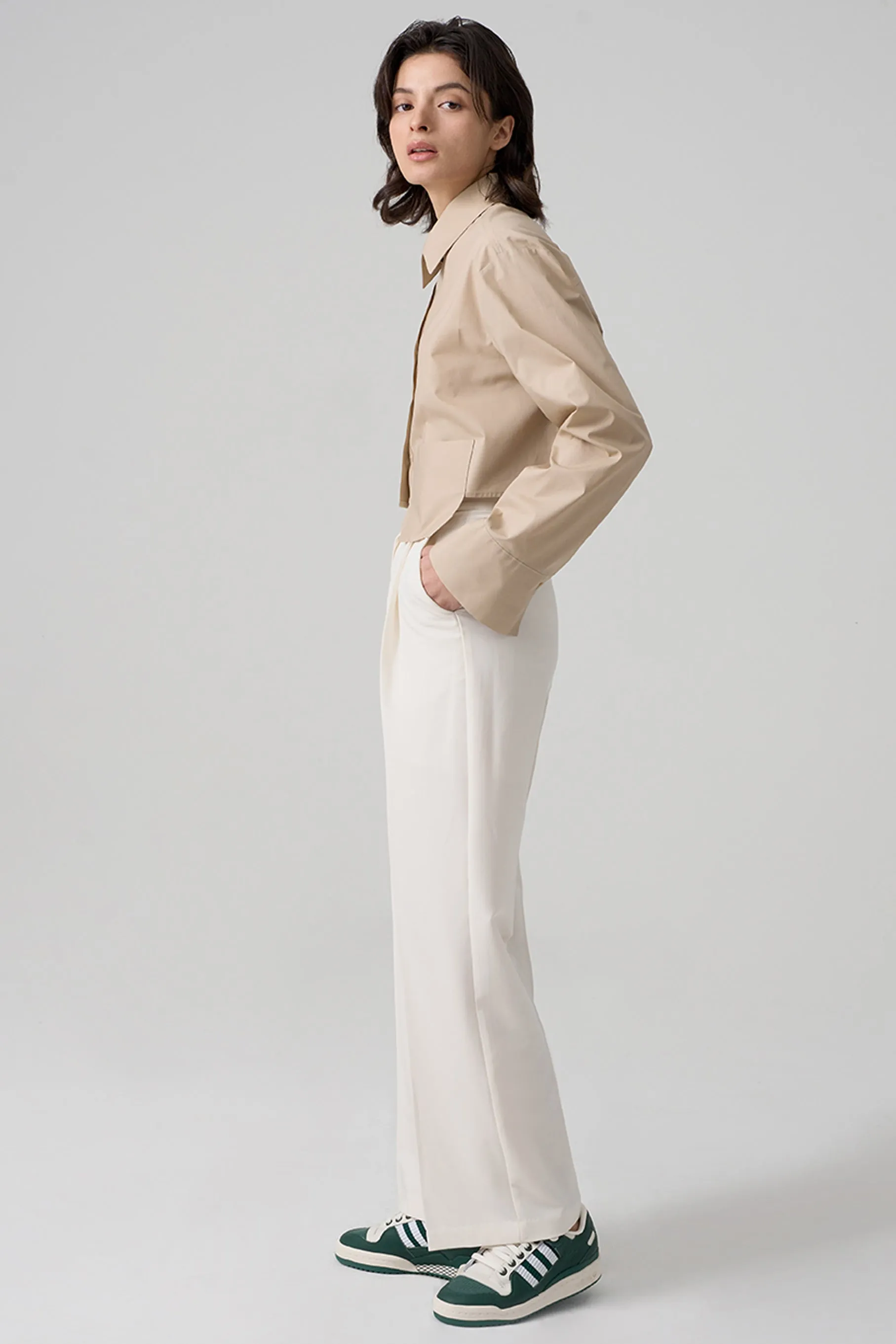 Arc Diagonal Trousers, Ivory