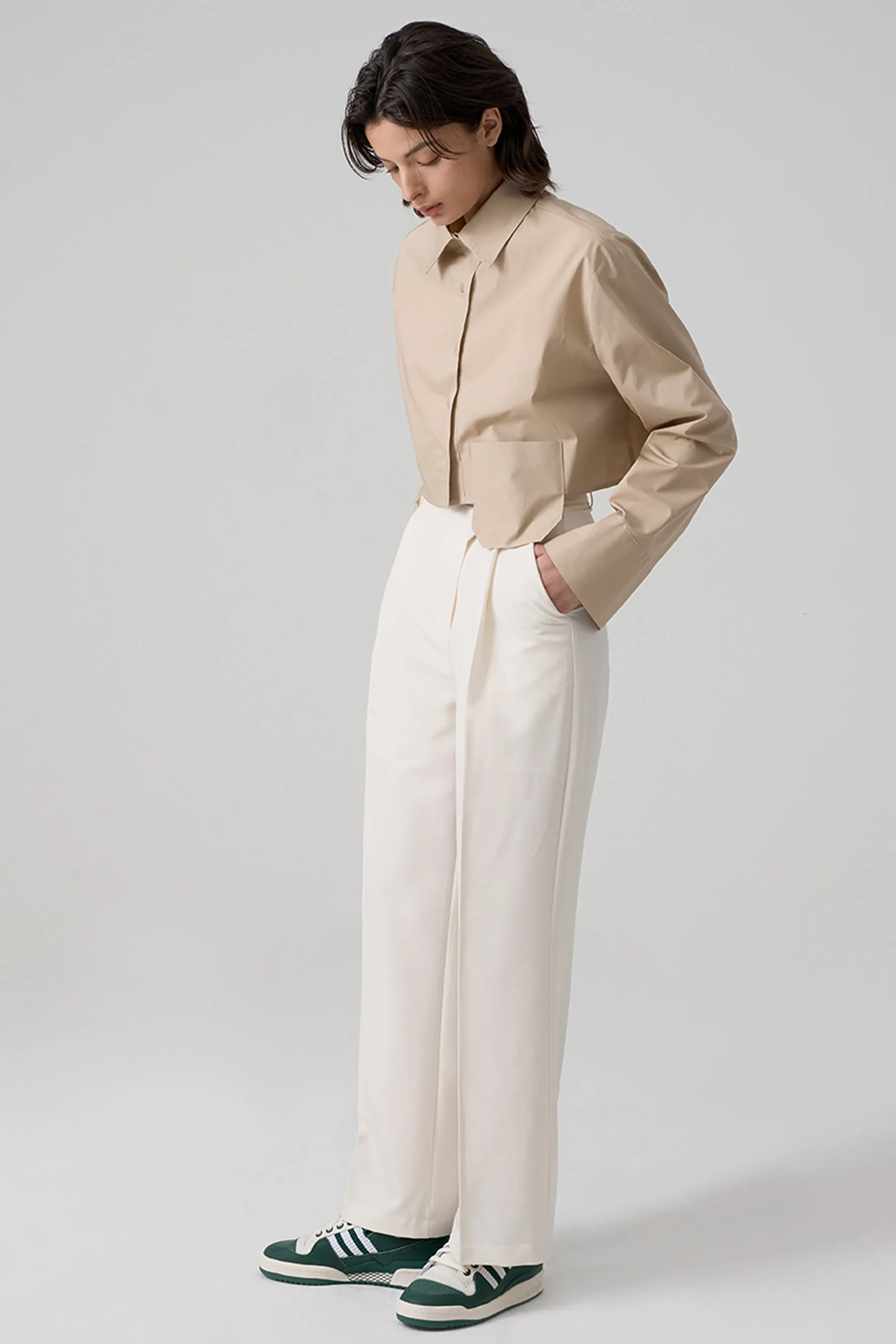 Arc Diagonal Trousers, Ivory