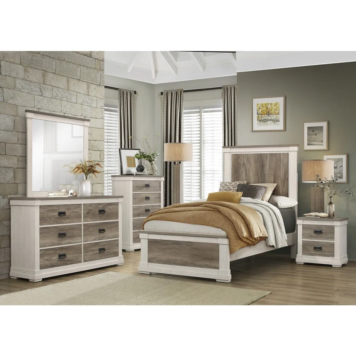 Arcadia Dresser White/Weathered Grey