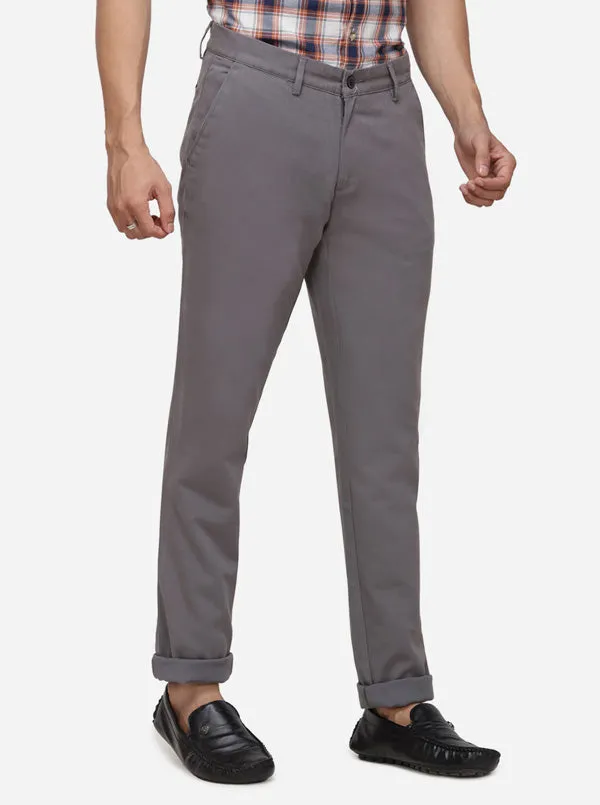 Ash Grey Solid Uno Fit Casual Trouser | JadeBlue