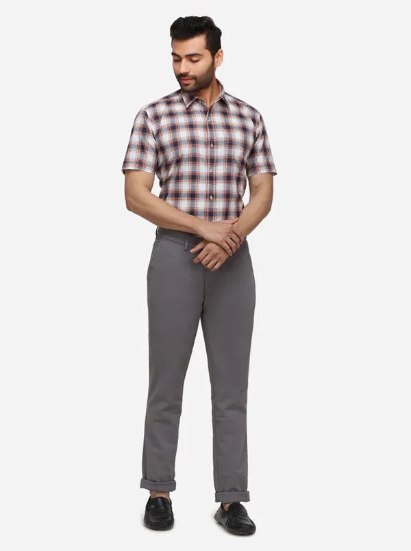 Ash Grey Solid Uno Fit Casual Trouser | JadeBlue