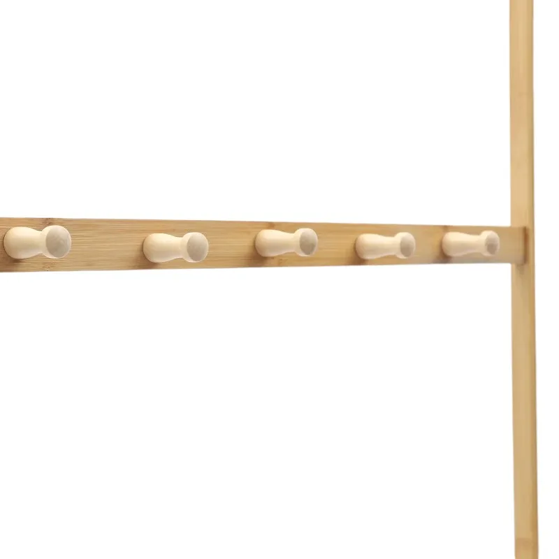 Bamboo Coat Rack with 5-Tier Shoe Storage