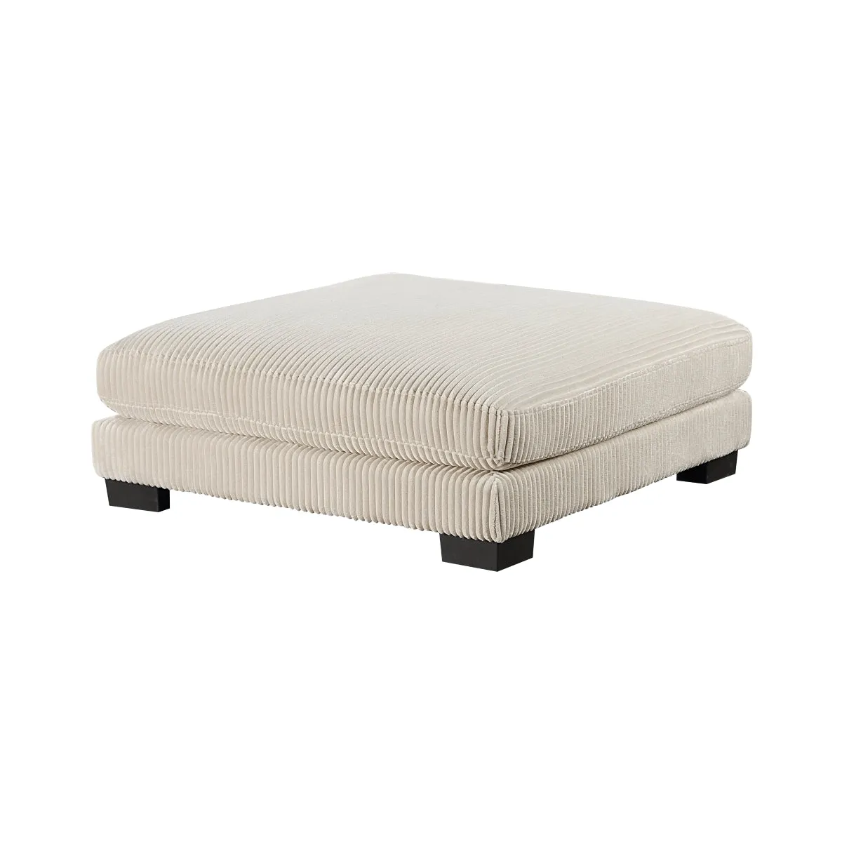 Beige Corduroy Upholstered Ottoman