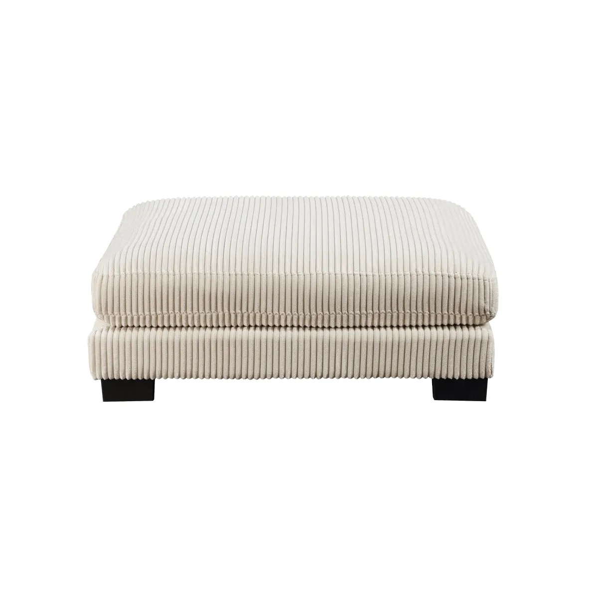 Beige Corduroy Upholstered Ottoman