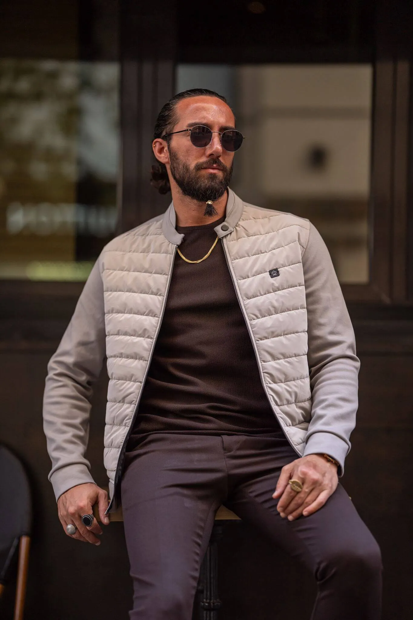 Beige Quilted Jacket