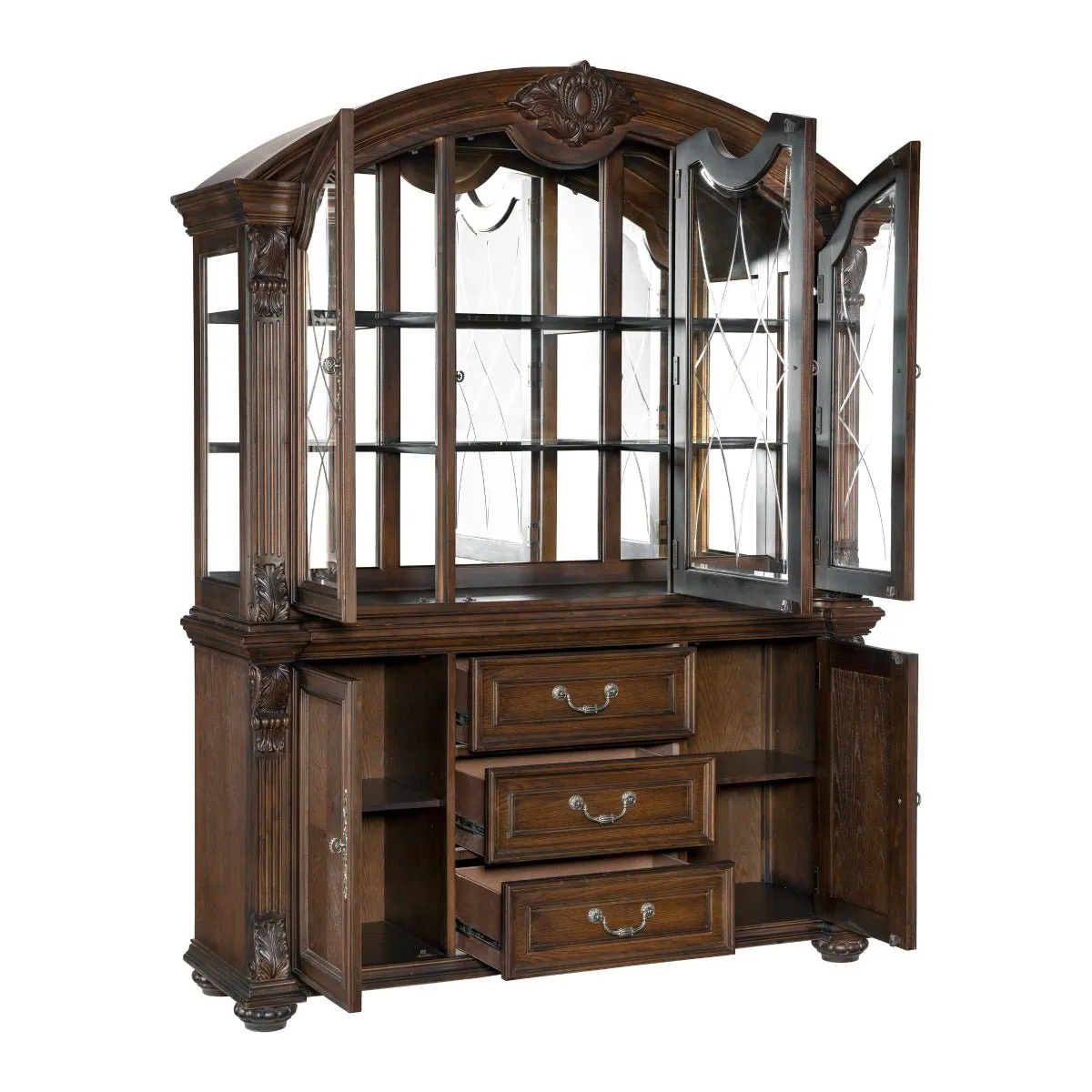 Bergen Collection Dark Oak Buffet & Hutch