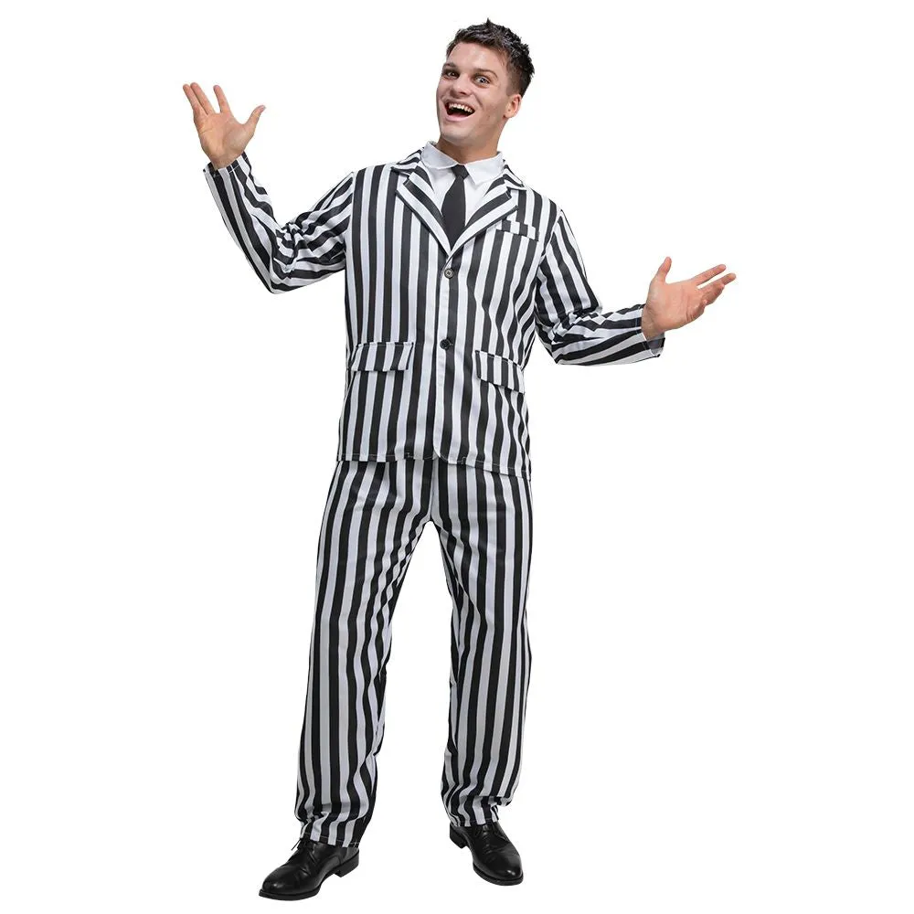 Black and White Striped Suit