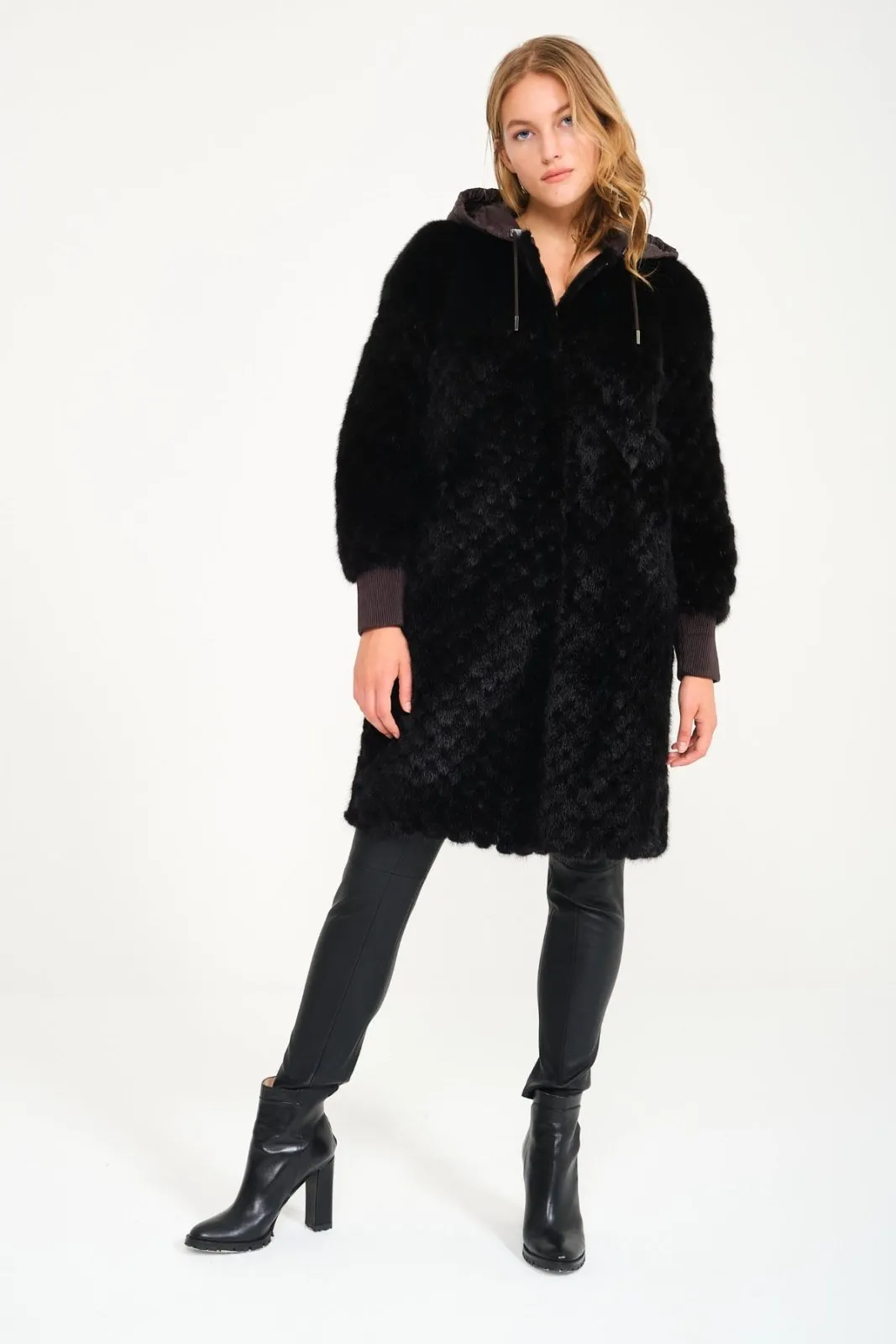 Black Doubleface Mink Fur Coat