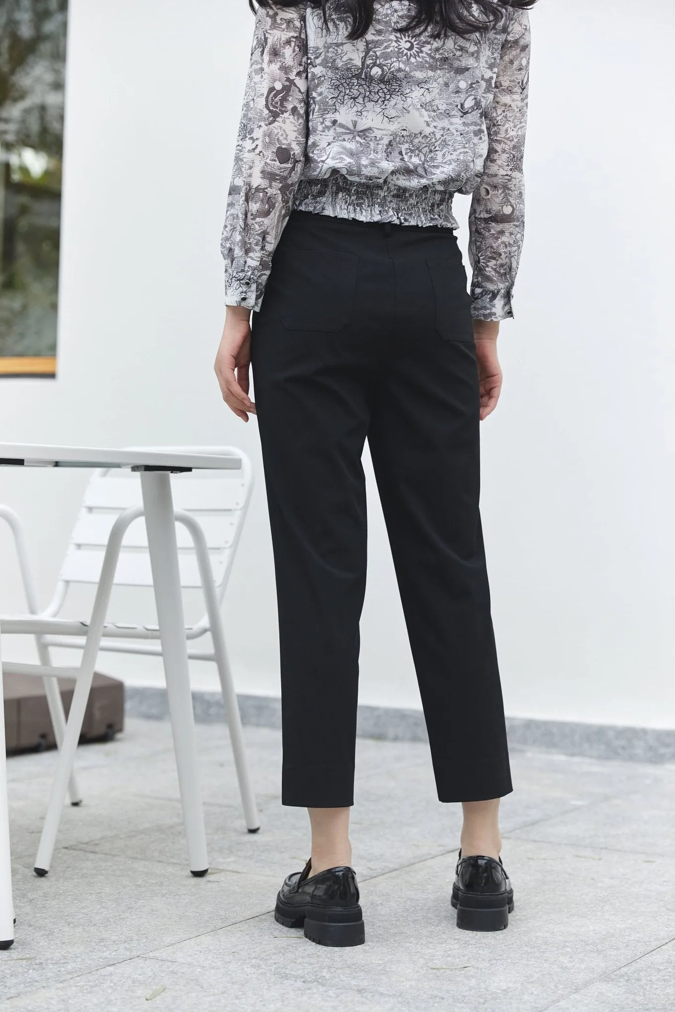 Black Slim-fit Straight Leg Pants