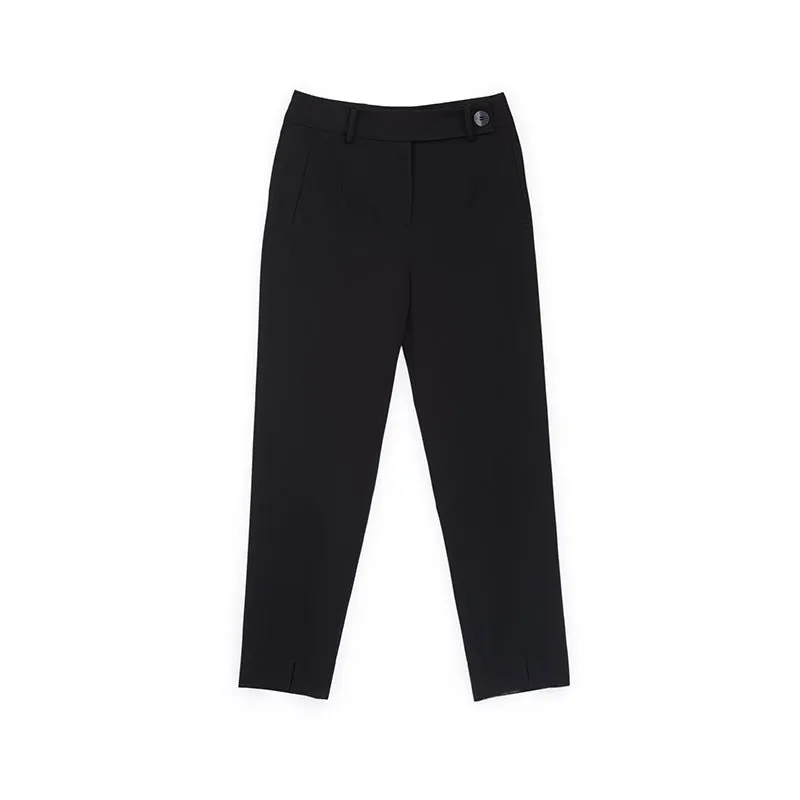 Black Slim-fit Straight Leg Pants