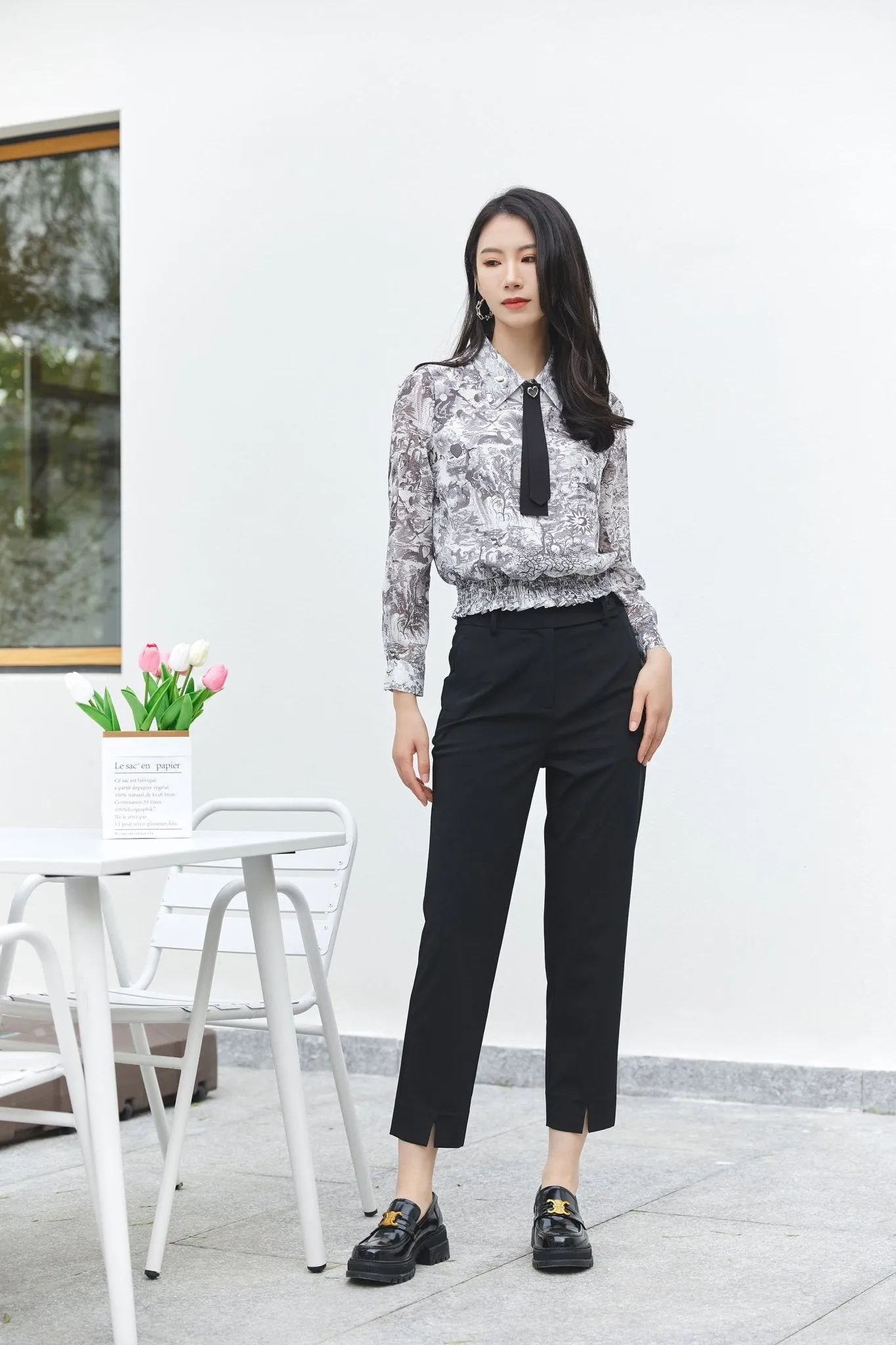 Black Slim-fit Straight Leg Pants