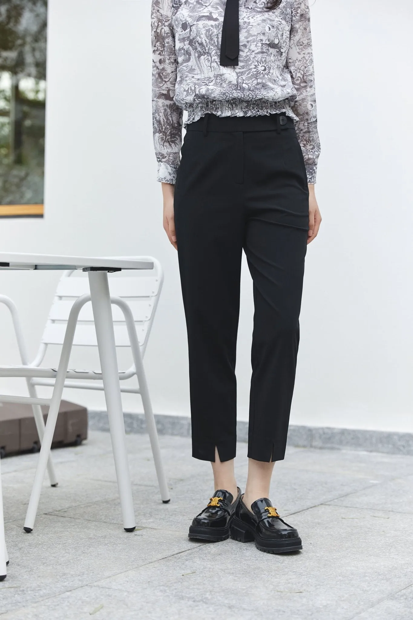 Black Slim-fit Straight Leg Pants