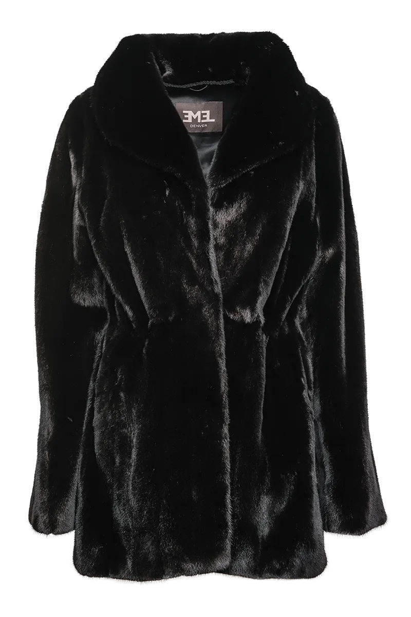 Blackglama Mid-Length Mink Fur Coat-Shawl Collar