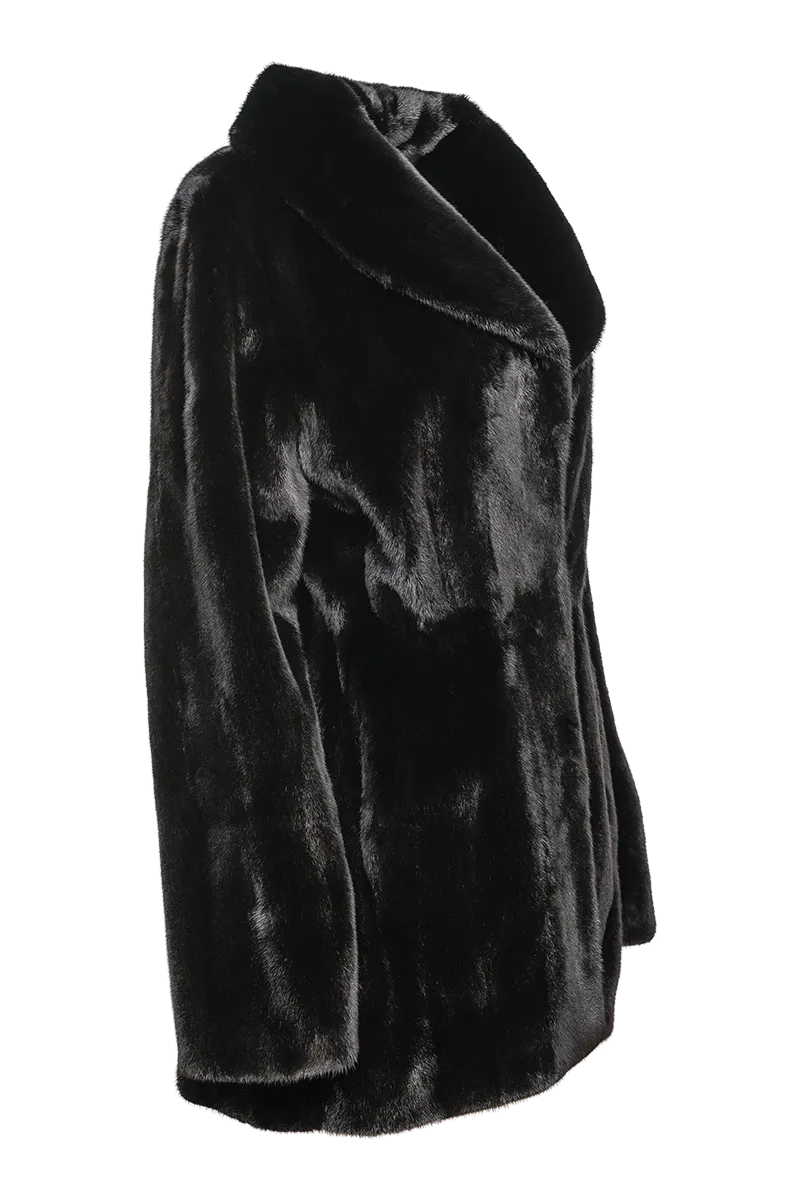 Blackglama Mid-Length Mink Fur Coat-Shawl Collar