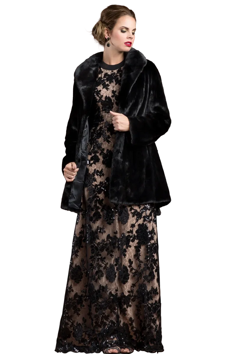 Blackglama Mid-Length Mink Fur Coat-Shawl Collar