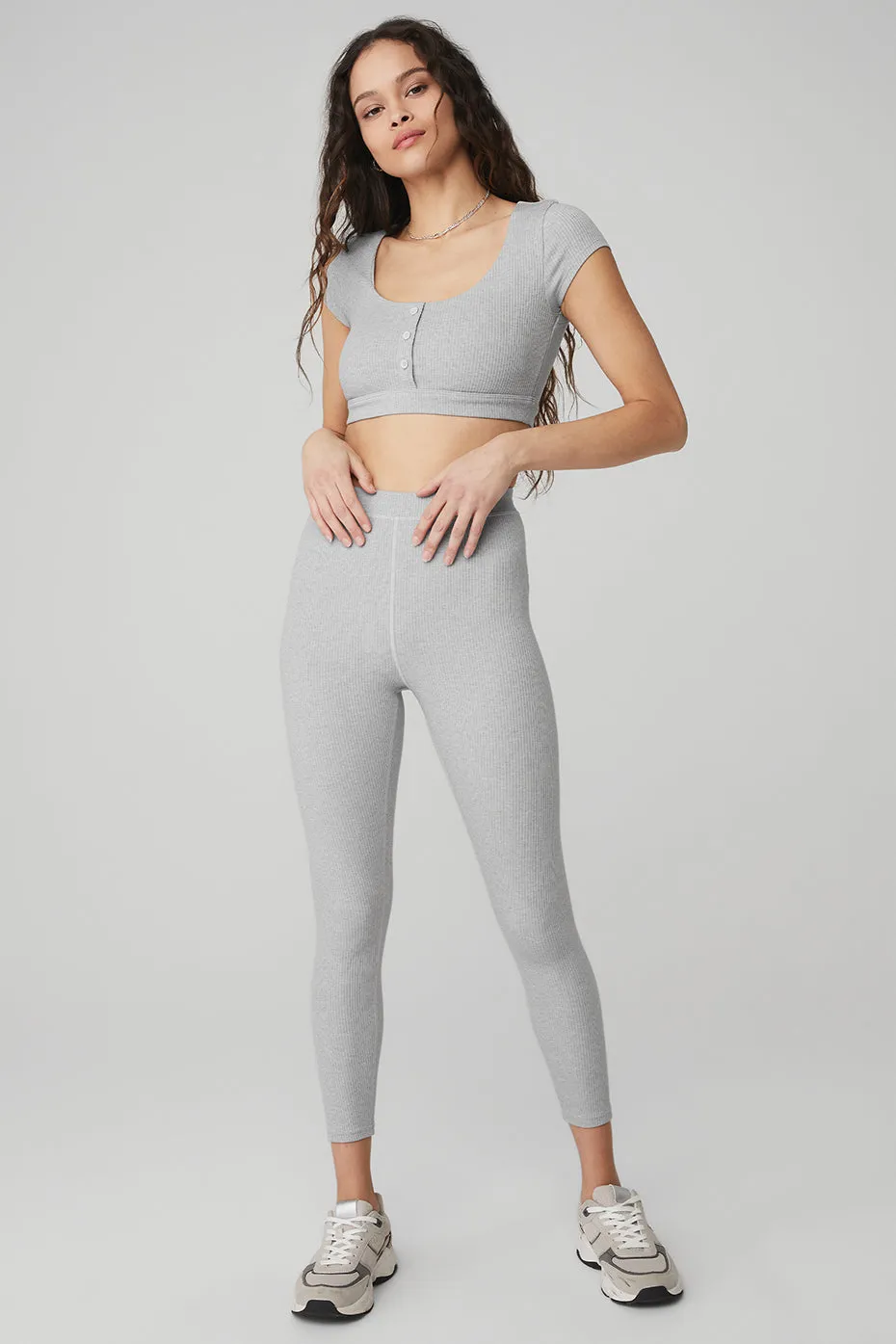 Blissful Henley Bra Top & Ribbed High-Waist 7/8 Blissful Legging Set