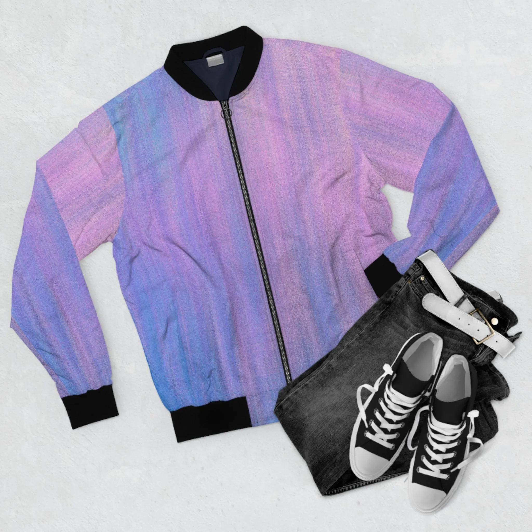 Blue & Purple Metalic - Inovax Men's Bomber Jacket