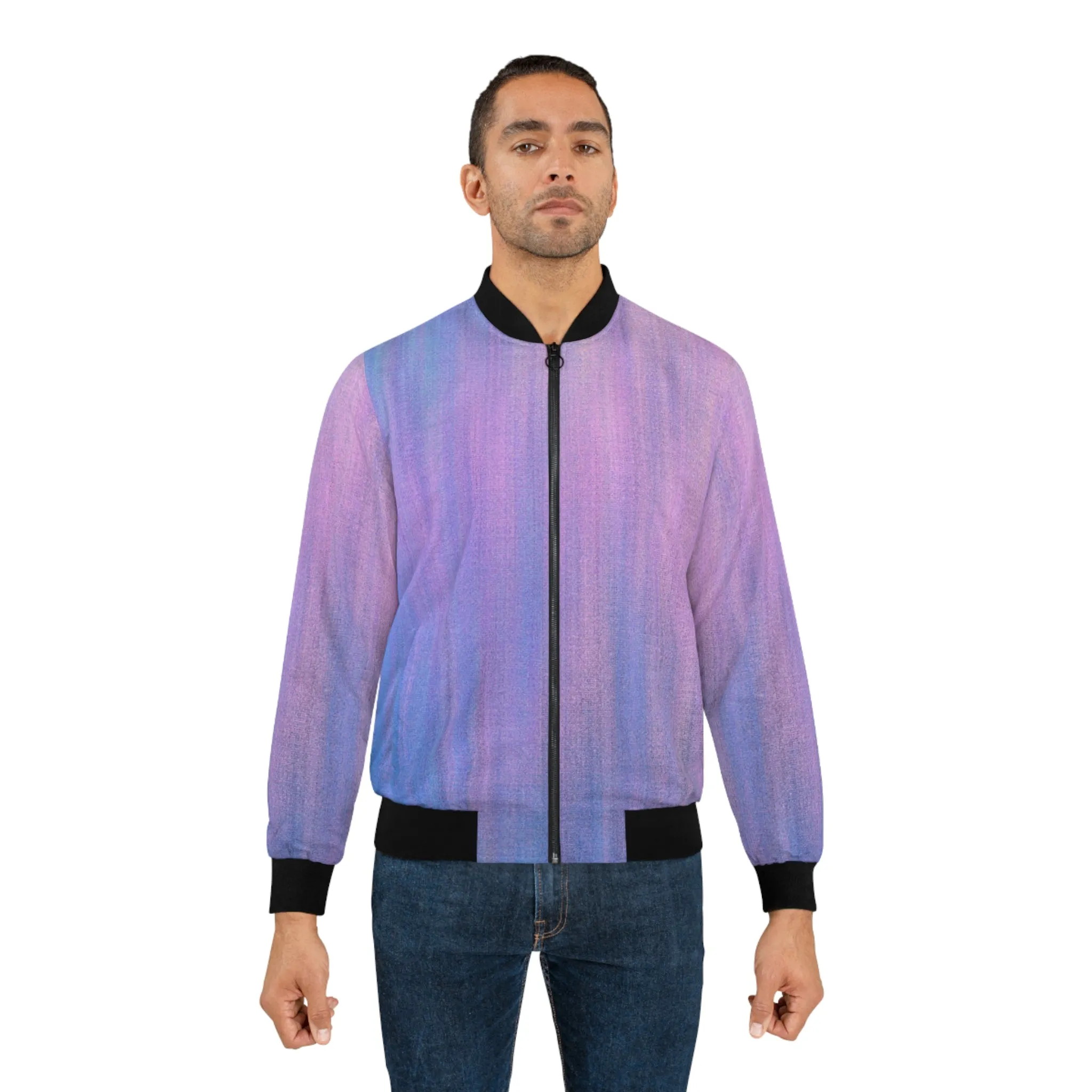 Blue & Purple Metalic - Inovax Men's Bomber Jacket