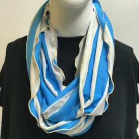 Blue and Oatmeal Stripe Eternity Scarf