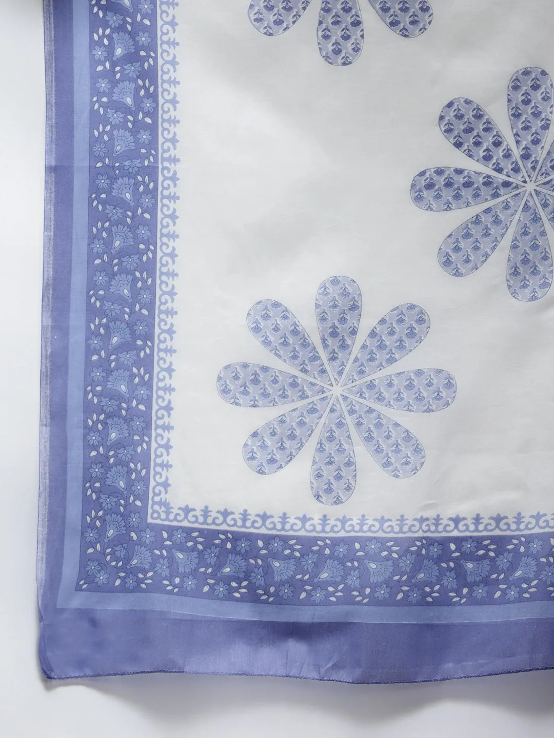 Blue Ethnic Motifs Printed Straight Cotton Dupatta Set