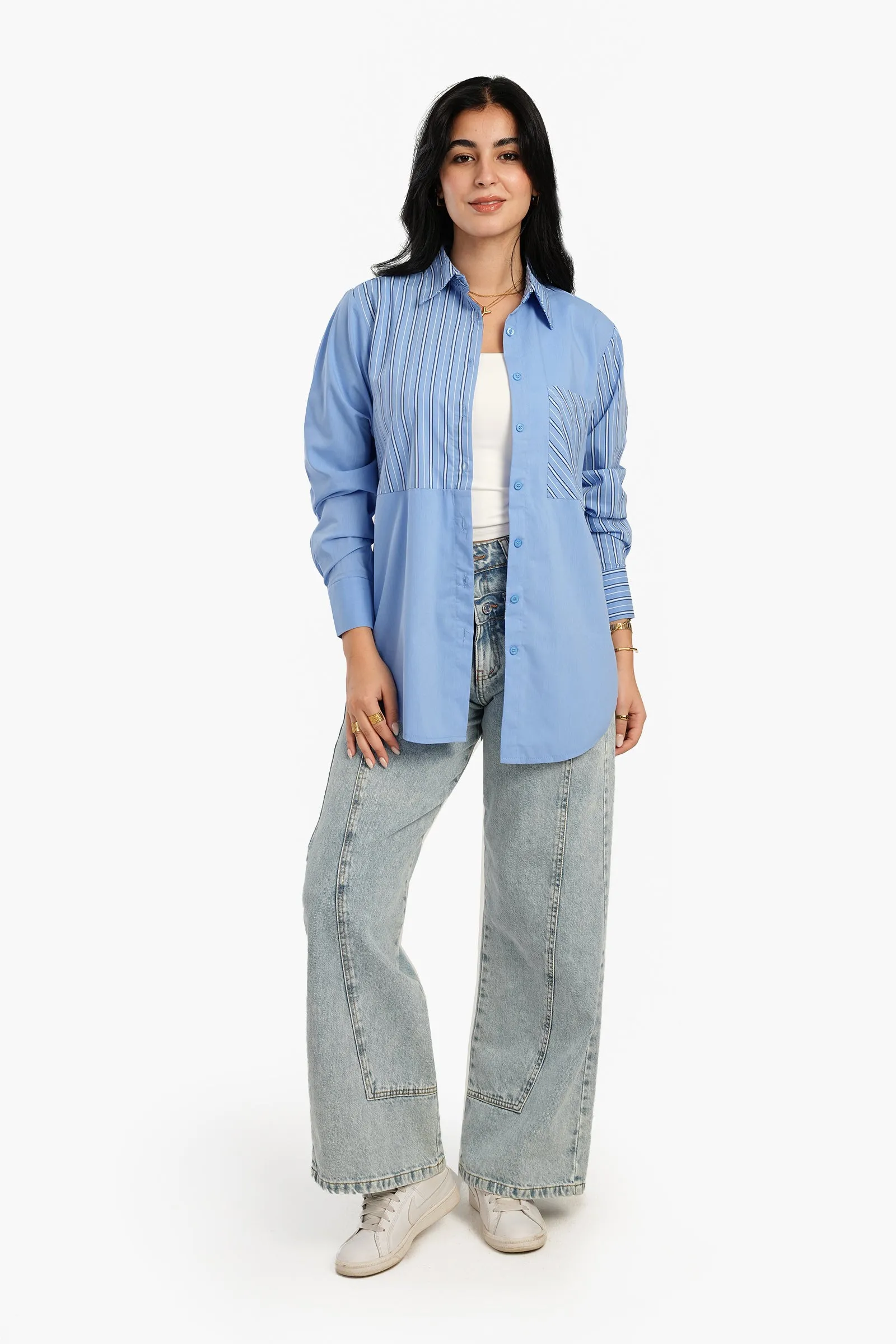 Blue Poplin Basic Shirt