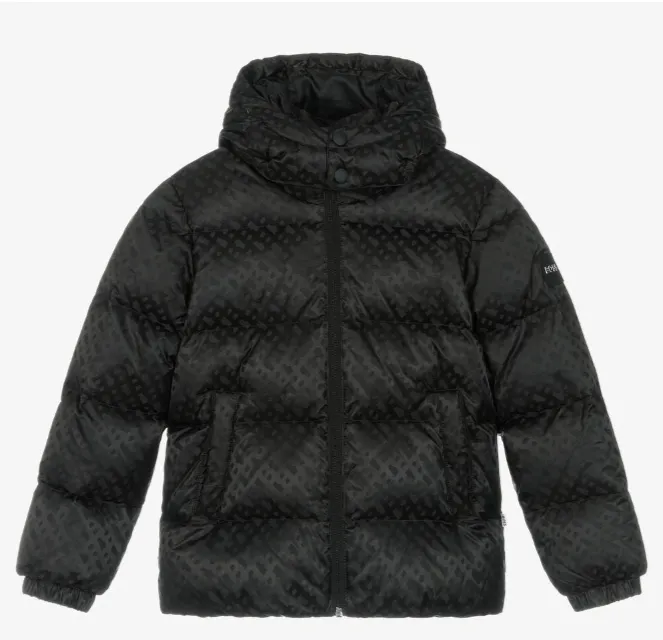 Boss Boys Black Monogram Puffer Jacket