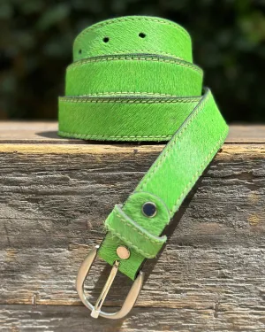 Bright Coloured Leather Belt - Apple Green