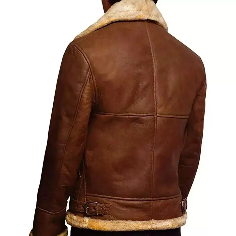 Brown Real Leather Shearling Jacket