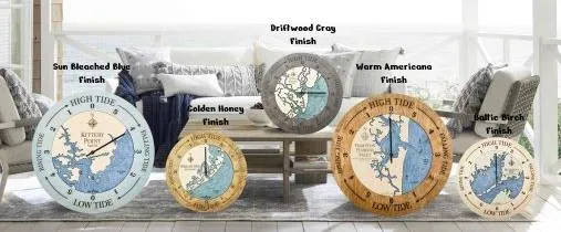 Cape Cod Nautical High Tide, Low Tide Wood Map Tide Clock - (Can be Personalized)